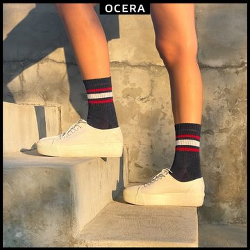 OCERA Tennissocken OCERA Retro Socken Unisex für Damen und Herren mit Farbstreifen (6-Paar)