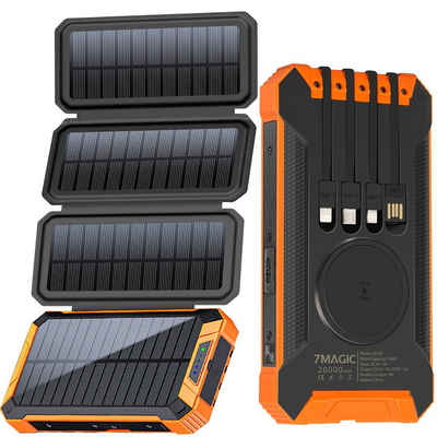 VSIUO Mobile PowerBank Externe Handyakkus Akkus Batterie Powerbank Solar Powerbank 20000 mAh, Mit Zwei Notfall-Taschenlampen, Karabiner, Tragbares Ladegerät