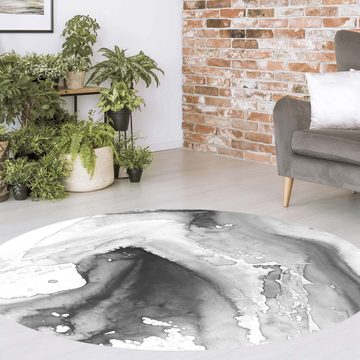 Teppich Vinyl Wohnzimmer Schlafzimmer Flur Küche Abstrakt modern, Bilderdepot24, rund - grau glatt, nass wischbar (Küche, Tierhaare) - Saugroboter & Bodenheizung geeignet