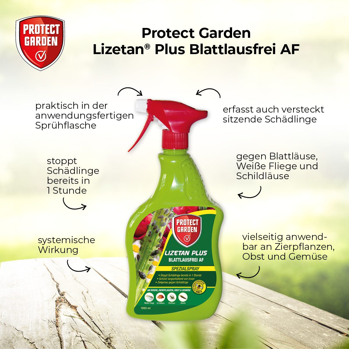Protect Garden Insektenspray Lizetan Plus Blattlausfrei AF, 1 Liter, 1000 ml