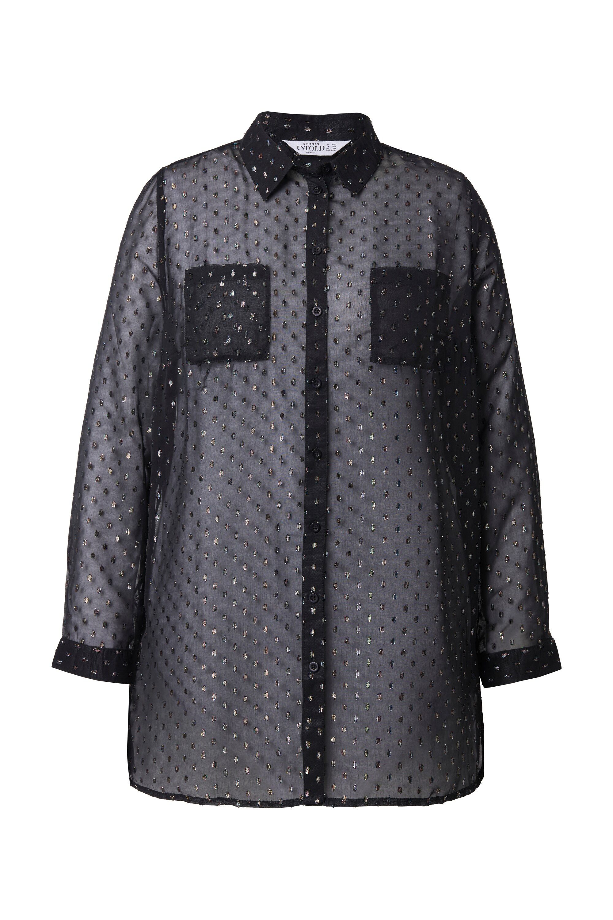 Studio Untold Longbluse Hemdbluse Straight Shape Chiffon mit Glitzer günstig online kaufen