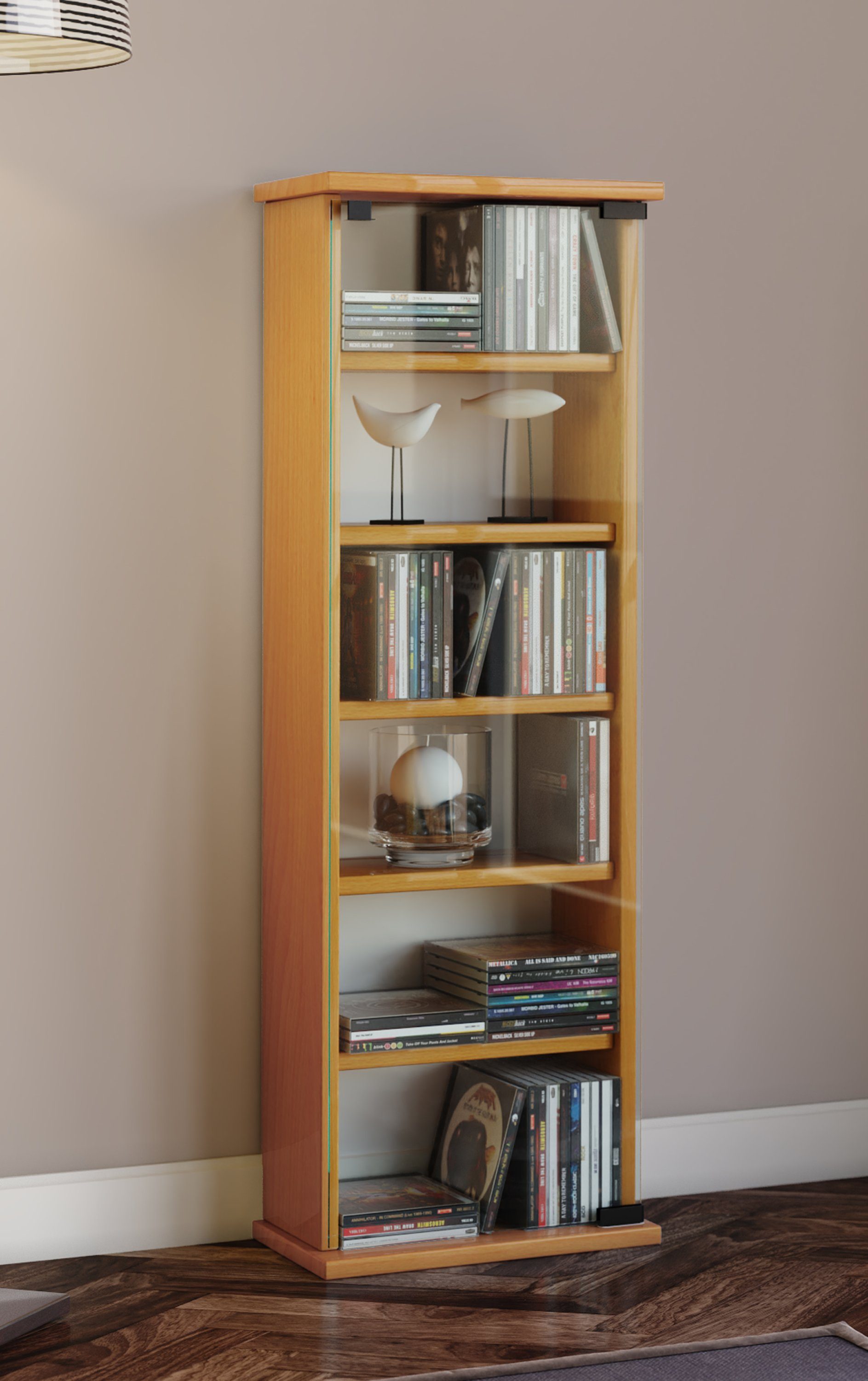 VCM Standregal Holz CD DVD Stand Regal Schrank Vetro Glastür günstig online kaufen