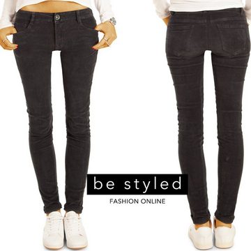 be styled Cordhose Damen Cordjeans Hüfthosen stretch Röhrenhosen j1i push up effekt