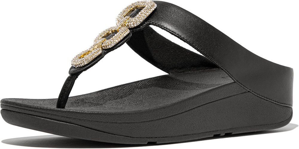 Fitflop Fino Crystal-Chain Leather Toe-Post Sandals Sandale günstig online kaufen