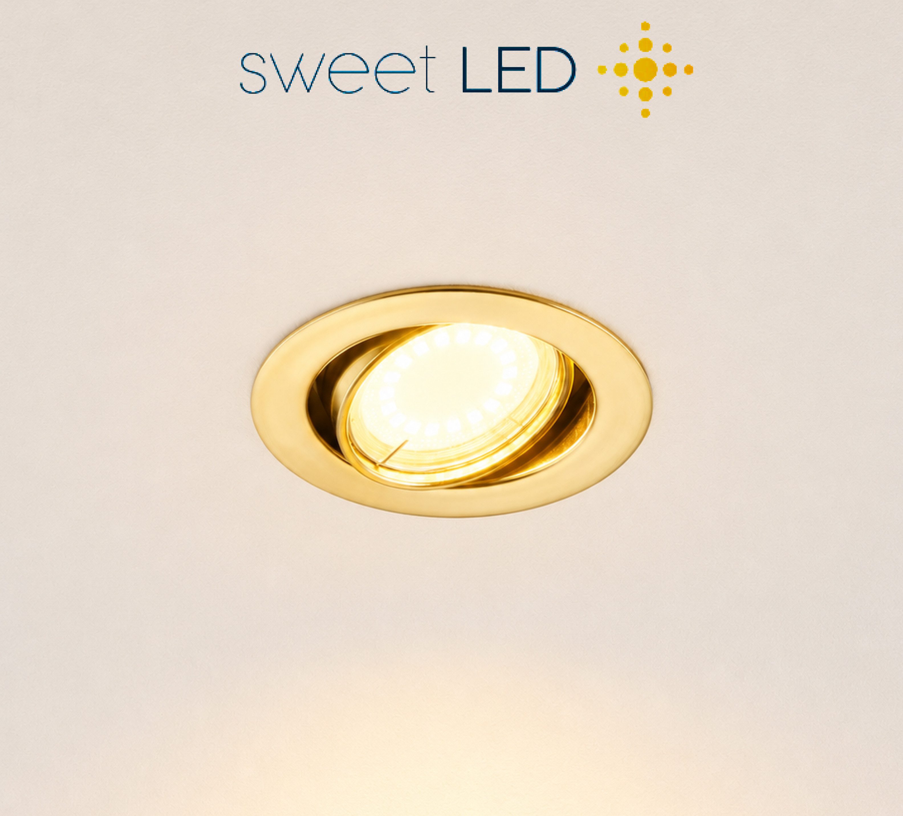 Sweet LED LED Einbaustrahler GU10 6er Set Gold 5W 3000K warmweiß LED Einbauspots 230V schwenkbar, Deckenspots, Deckenstrahler,Einbauleuchten
