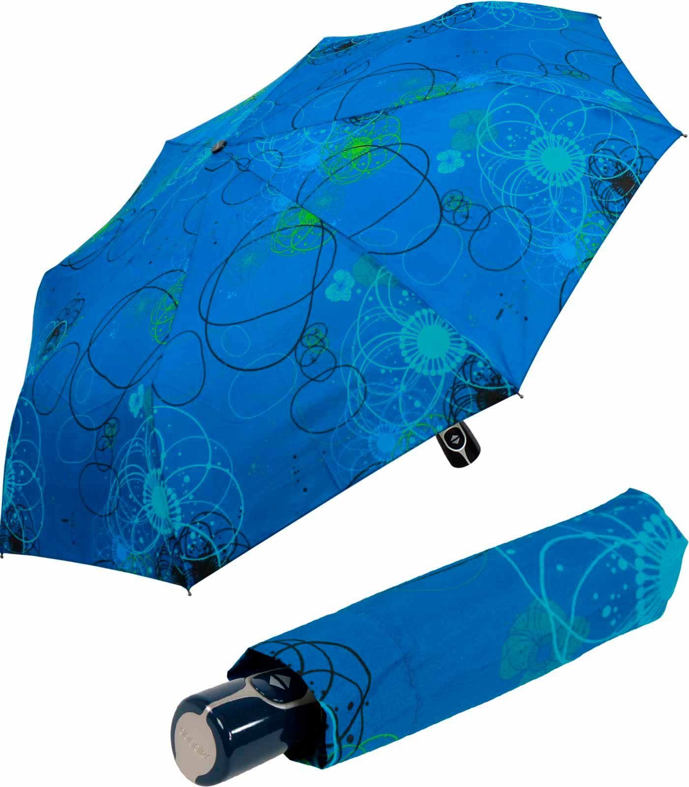 stabil Taschenregenschirm Damen doppler® Magic und blau elegant, - Fiber Barcelona, Auf-Zu-Automatik praktisch