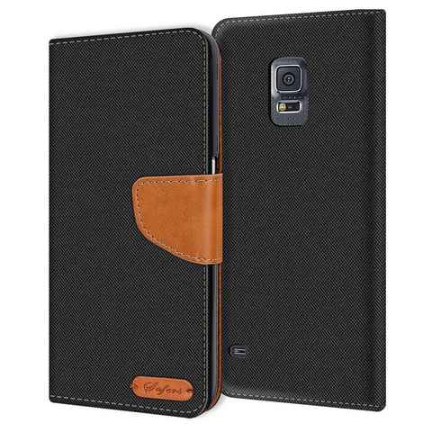 CoolGadget Handyhülle Denim Schutzhülle Flip Case für Samsung Galaxy S5 Mini 4,5 Zoll, Book Cover Handy Tasche Hülle für Samsung S5 Mini Klapphülle