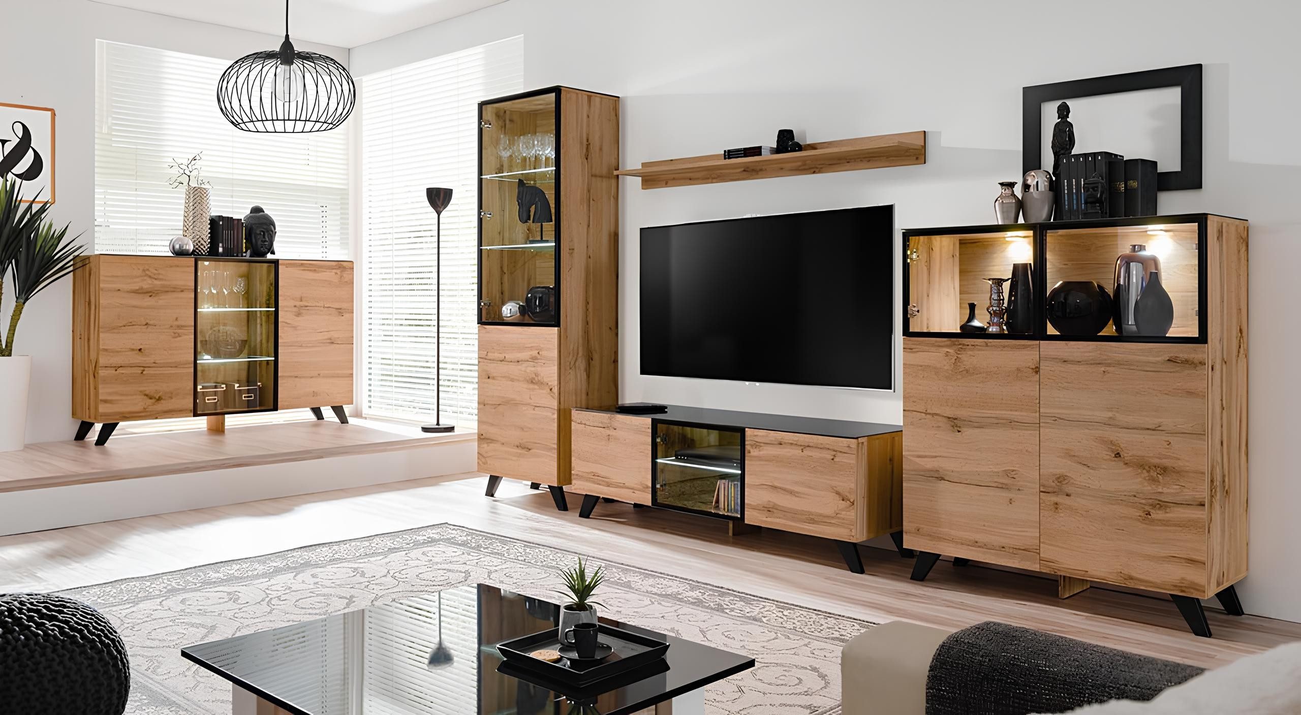 Xlmoebel Wohnwand Luxus Wohnzimmer Set 5 tlg Kommode TV-Ständer Design Einrichtung, (5-St), Made in Europa