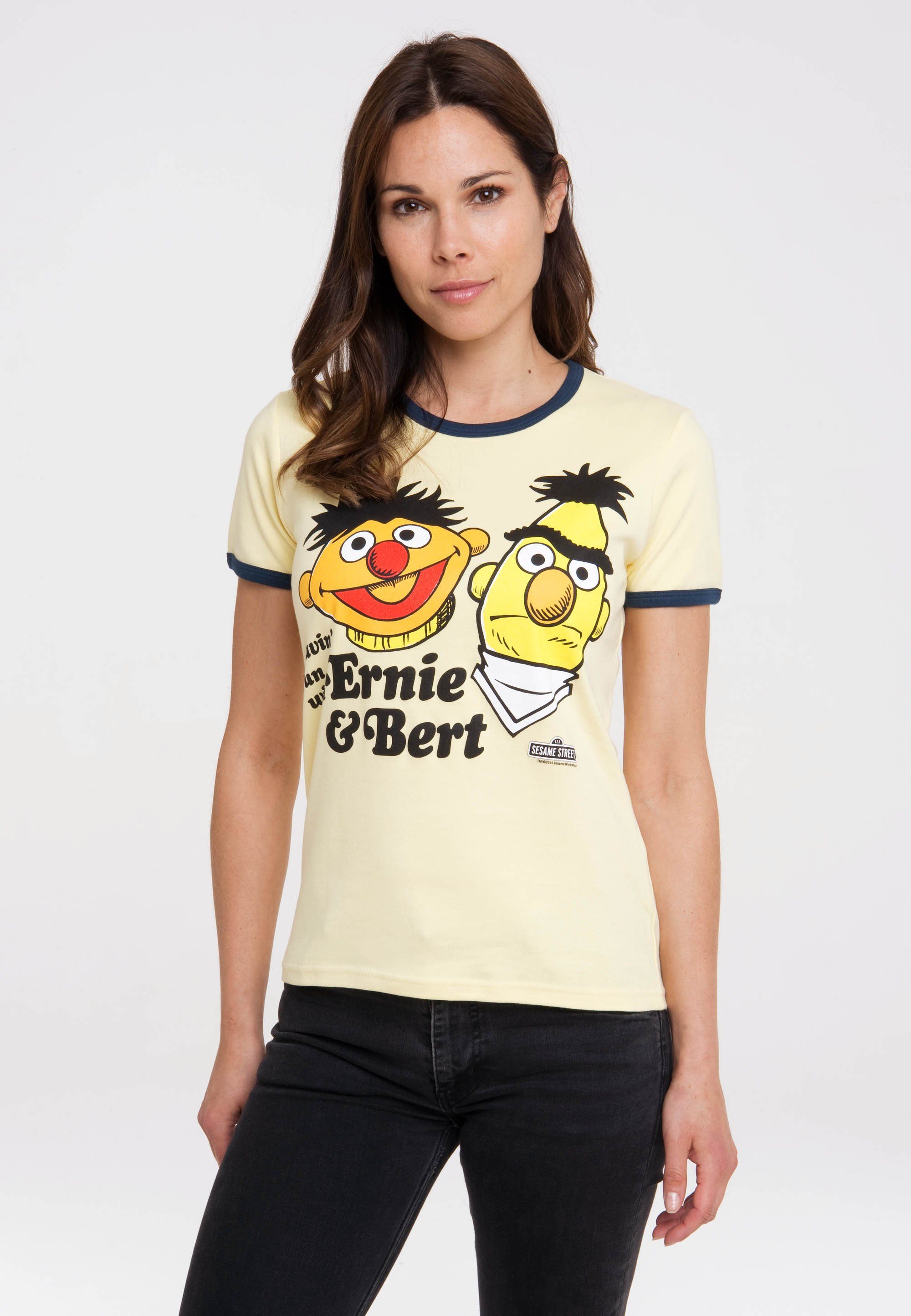 T-Shirt T-Shirt lizenziertem Sesamstrasse Logoshirt Damen & für Bert - Kultiges mit LOGOSHIRT von Print, Ernie