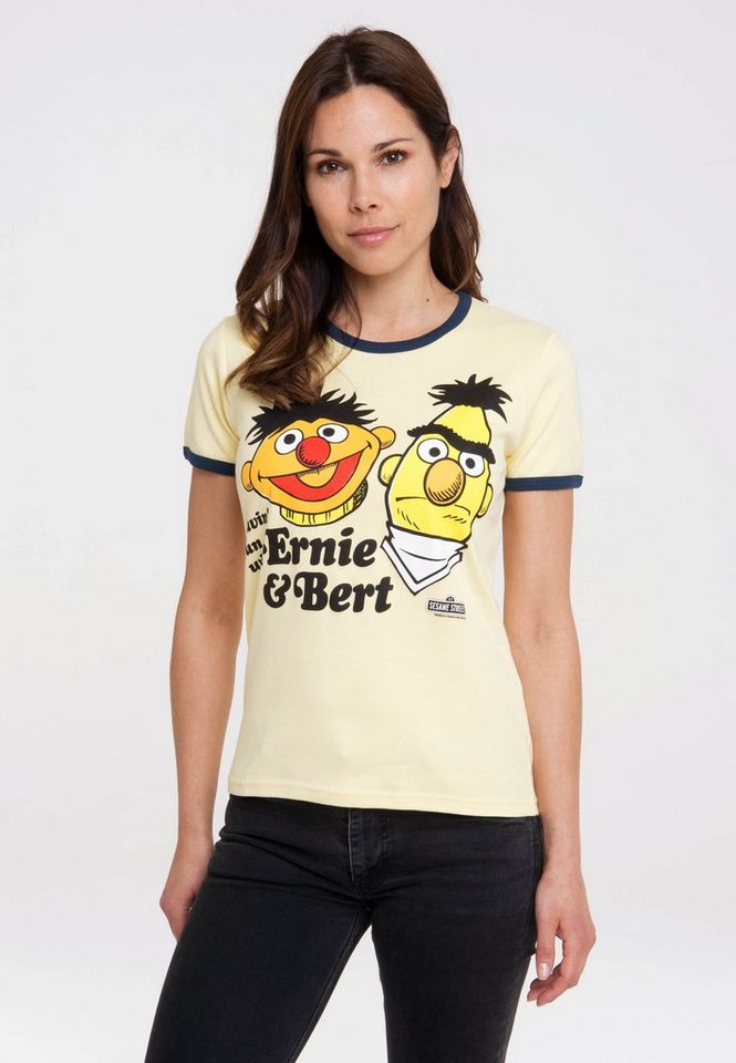 LOGOSHIRT T-Shirt Sesamstrasse - Ernie & Bert mit lizenziertem Print,  Kultiges T-Shirt von Logoshirt für Damen