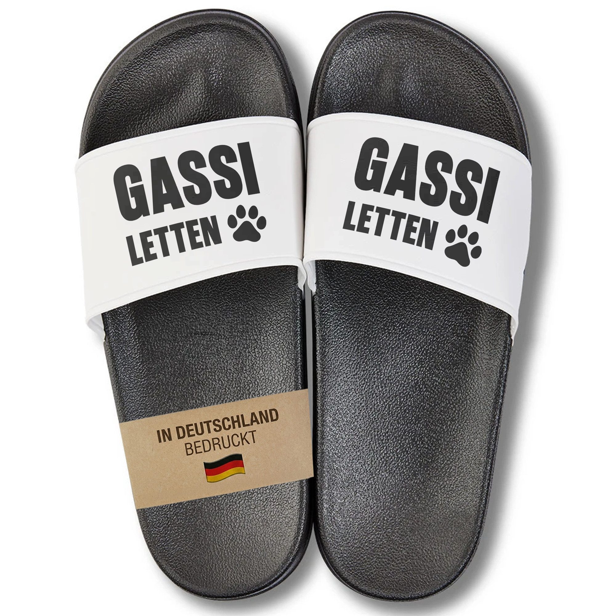 22Feels Geschenk Hundebesitzer Gassi Letten Badelatschen Frauen Männer Badepantolette IN DEUTSCHLAND BEDRUCKT