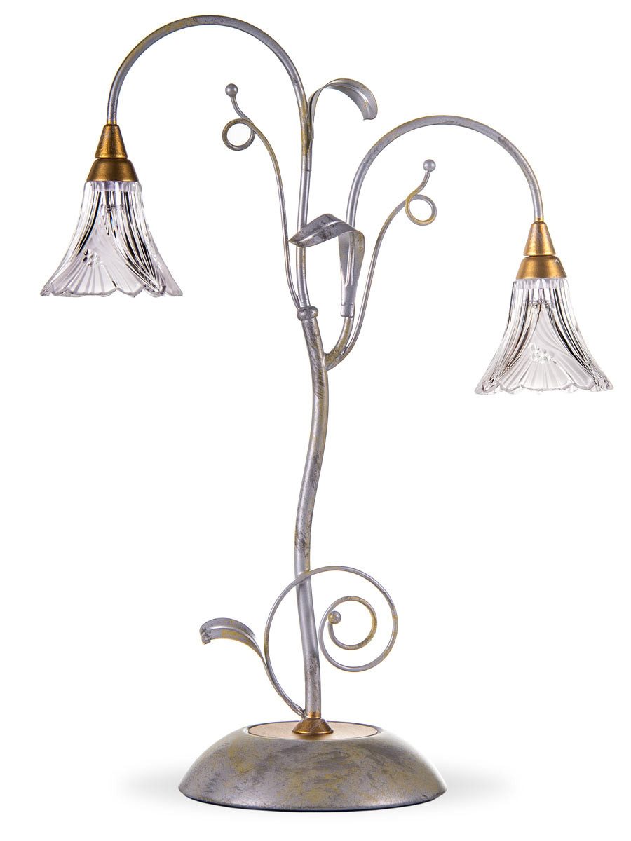 Helios Leuchten Tischleuchte florentiner Landhausstil Glas Bleikristall, Schreibtischlampe Nachttischlampe, italienisches Manufakturprodukt