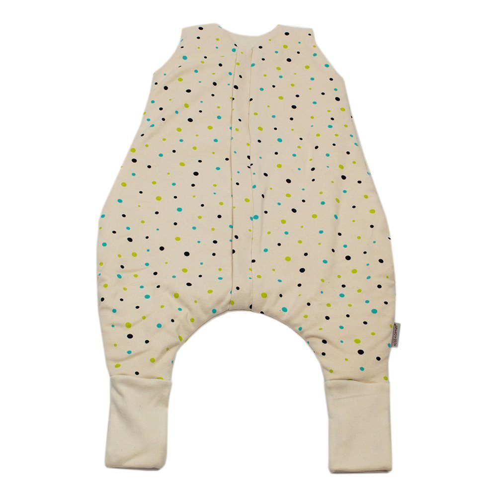 HOBEA-Germany Babyschlafsack aus Biobaumwolle mit Füßen in verschieden Designs und Farben, mit Füßen und Beinen Punkte Beige