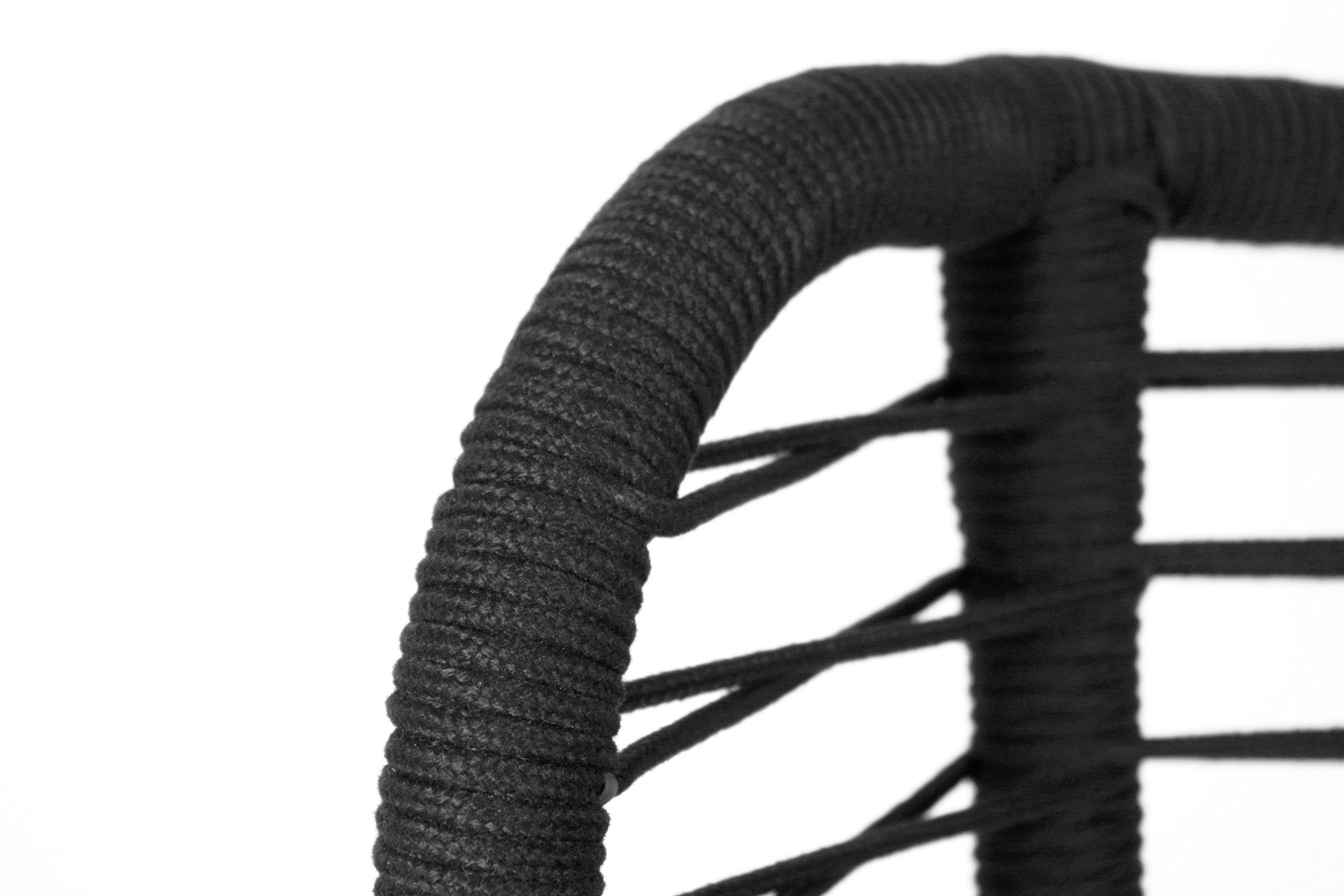 Taslan, ROPE (aus Kobolo St) Gartenstuhl 4-Fußstuhl BLACK - schwarz 2 Metallgestell