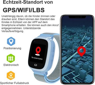 PTHTECHUS Smartwatch (1,4 Zoll, Android iOS), Kinder GPS 4G HD Touchscreen Uhr Telefon GPS Tracker SOS Videoanruf