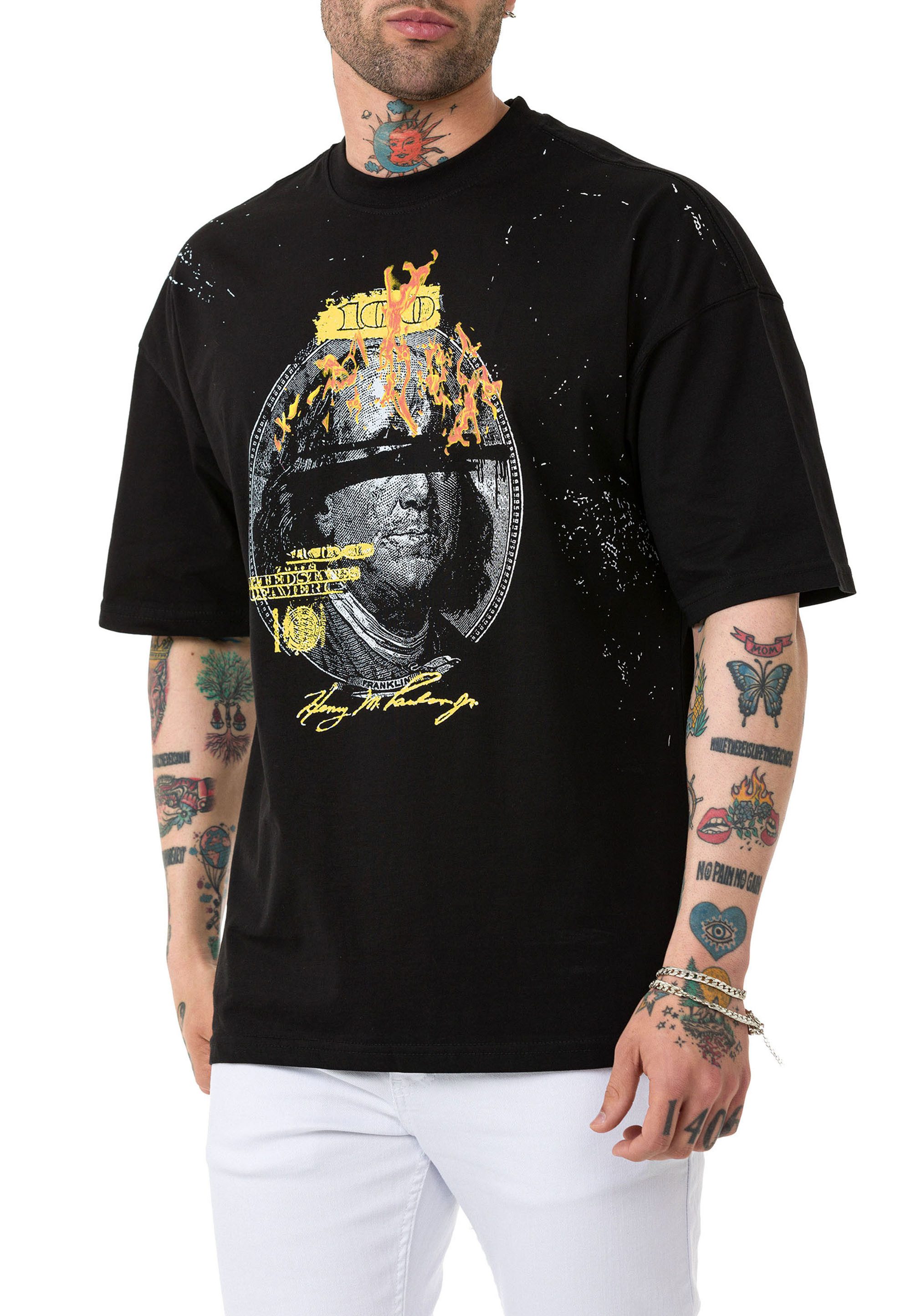 RedBridge T-Shirt Oversize mit Statement-Print Lässiges Streetwear-Shirt