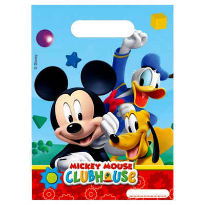 Folat Einweggeschirr-Set 6 Micky Maus Partytüten, Plastik, Partydeko für Deine Micky Maus-Mottoparty zum Geburtstag!
