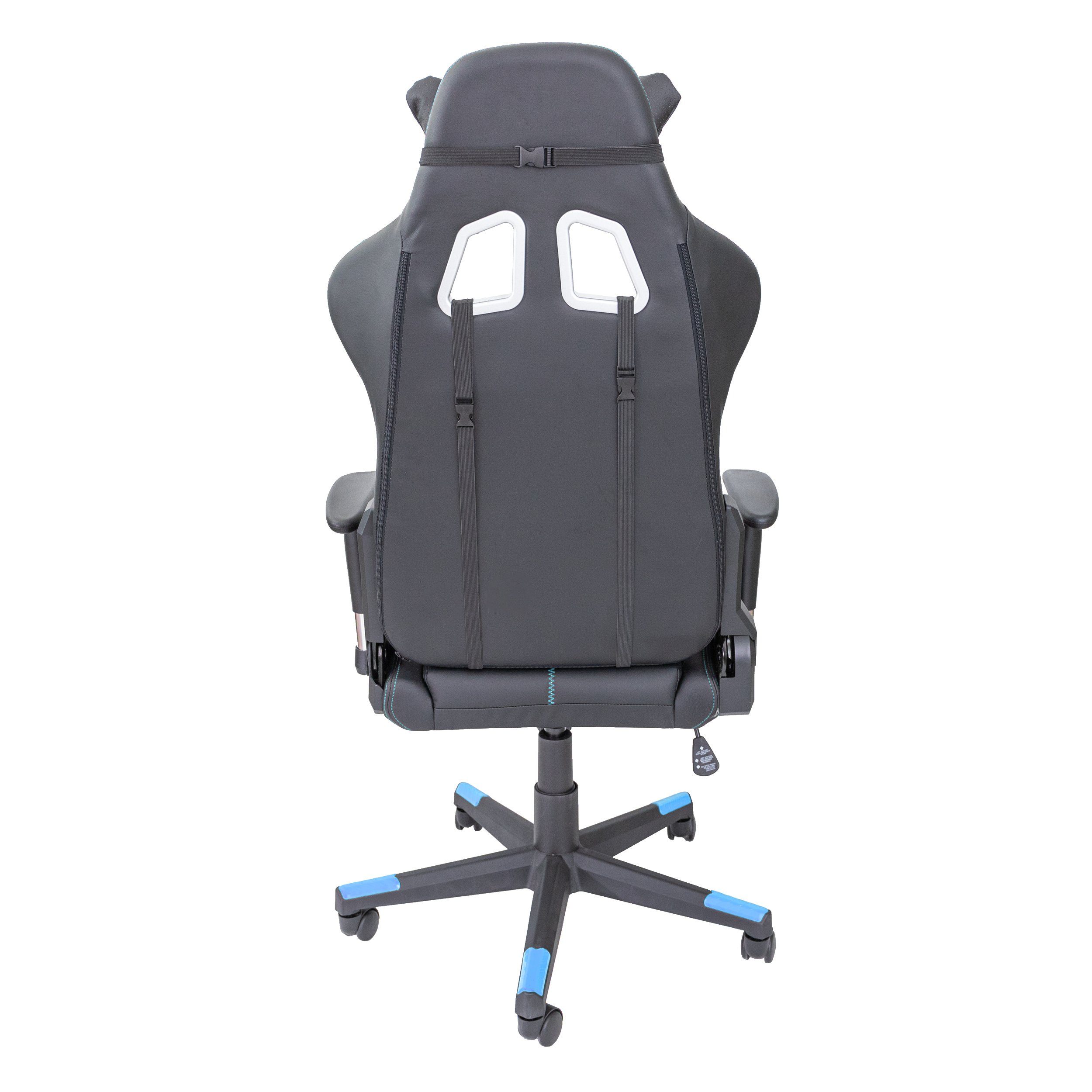 Fire Belastbarkeit Stuhl (aus Racing Gaming-Stuhl - Bürostuhl 150 XL Drehstuhl mit Kunstleder), Zockerstuhl, bis kg Lendenkissen Hellblau TPFLiving hochwertigem
