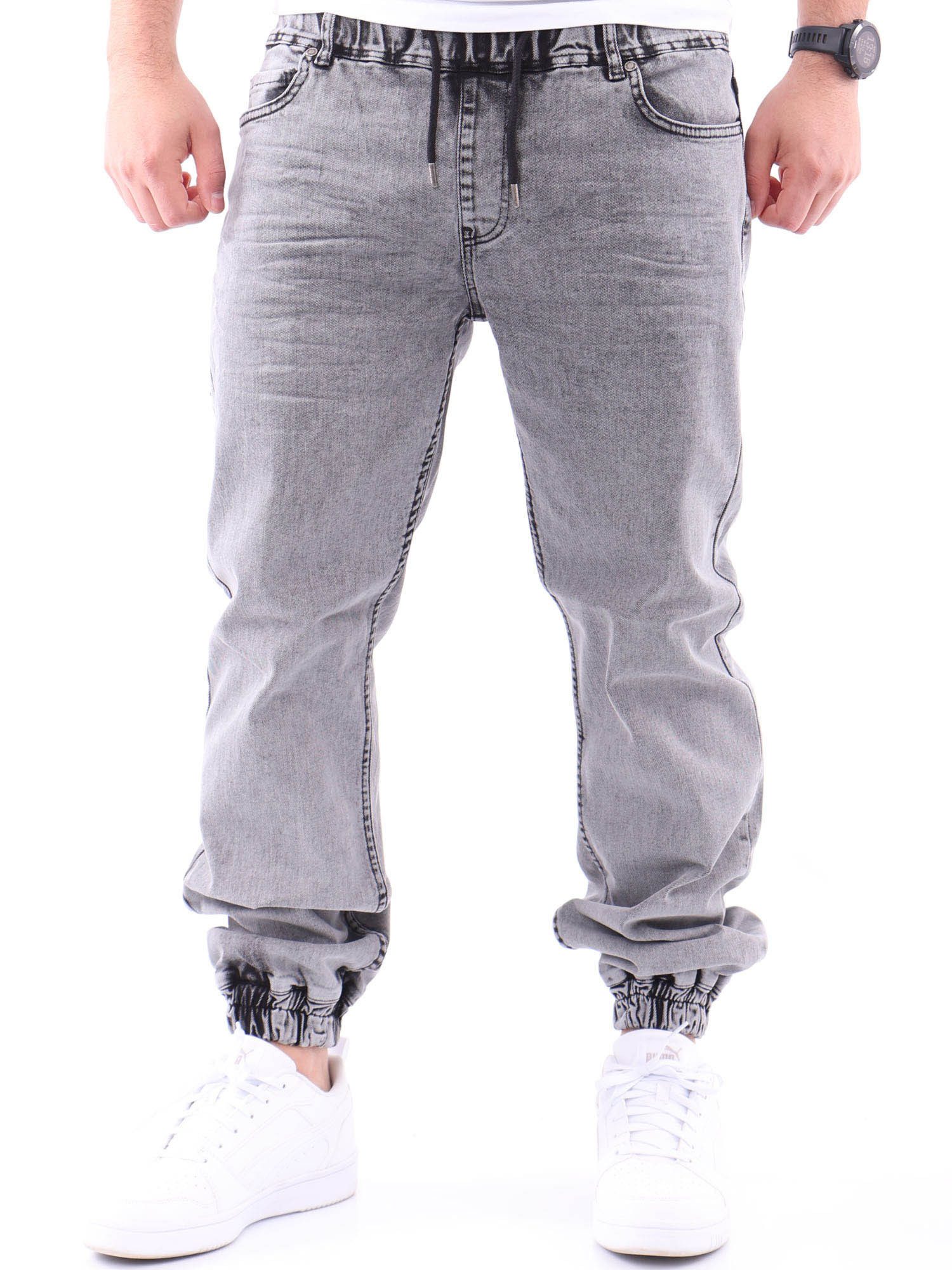 Reslad Stretch-Jeans Reslad Used Look Jeans-Herren Slim Fit Jogging-Hose RS-2073 Stretch Jogging-Denim Schlupfhose