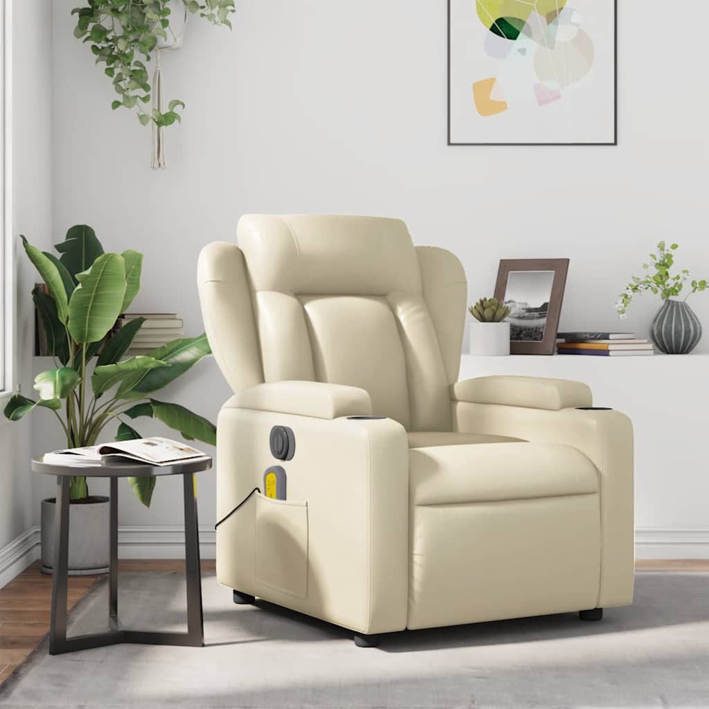 vidaXL Sessel Massagesessel Creme Kunstleder (1-St)
