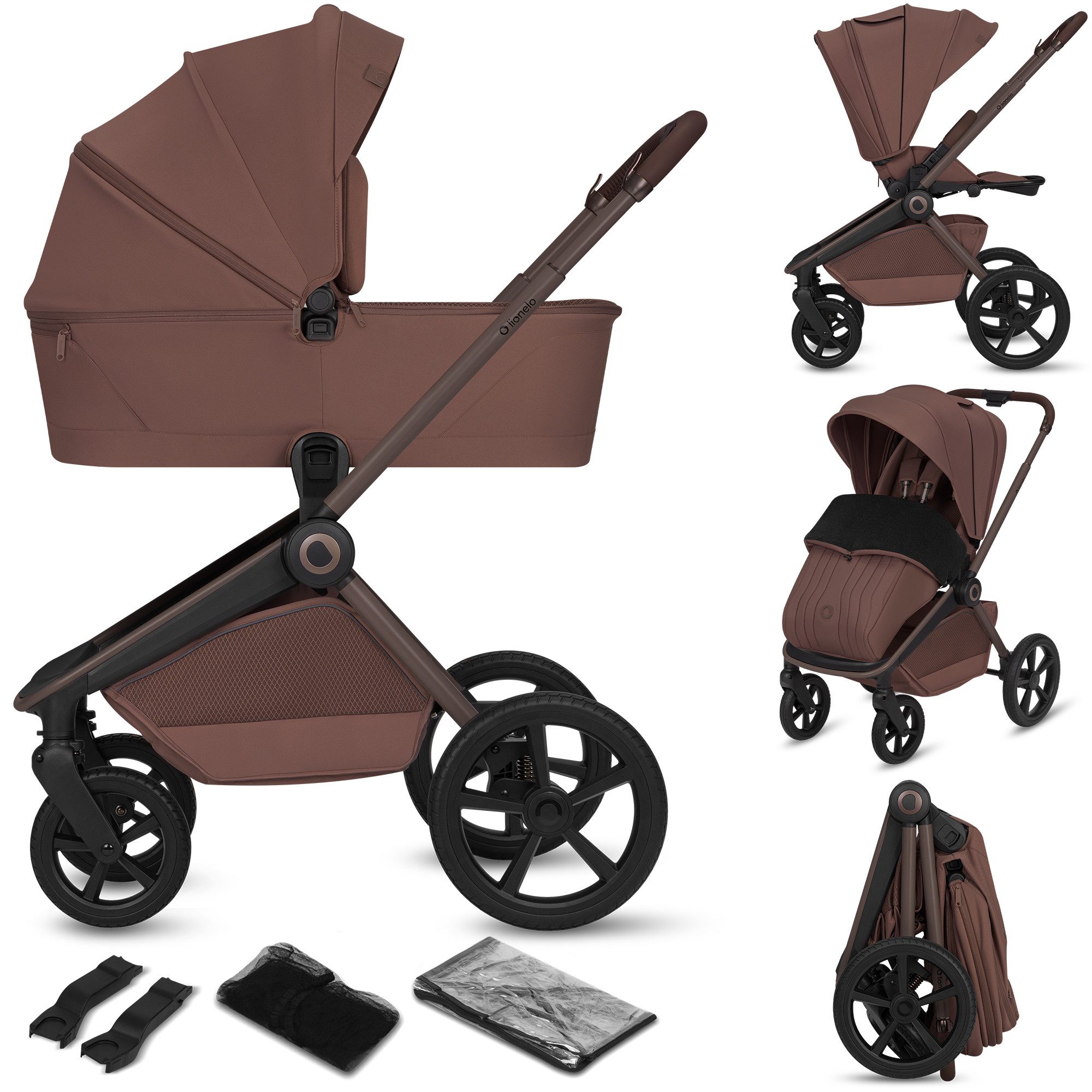 lionelo Kombi-Kinderwagen FREYA, (Set), 2in1/faltbare Wanne/AiryDots/XXL-Rückenlehne/UPF50+