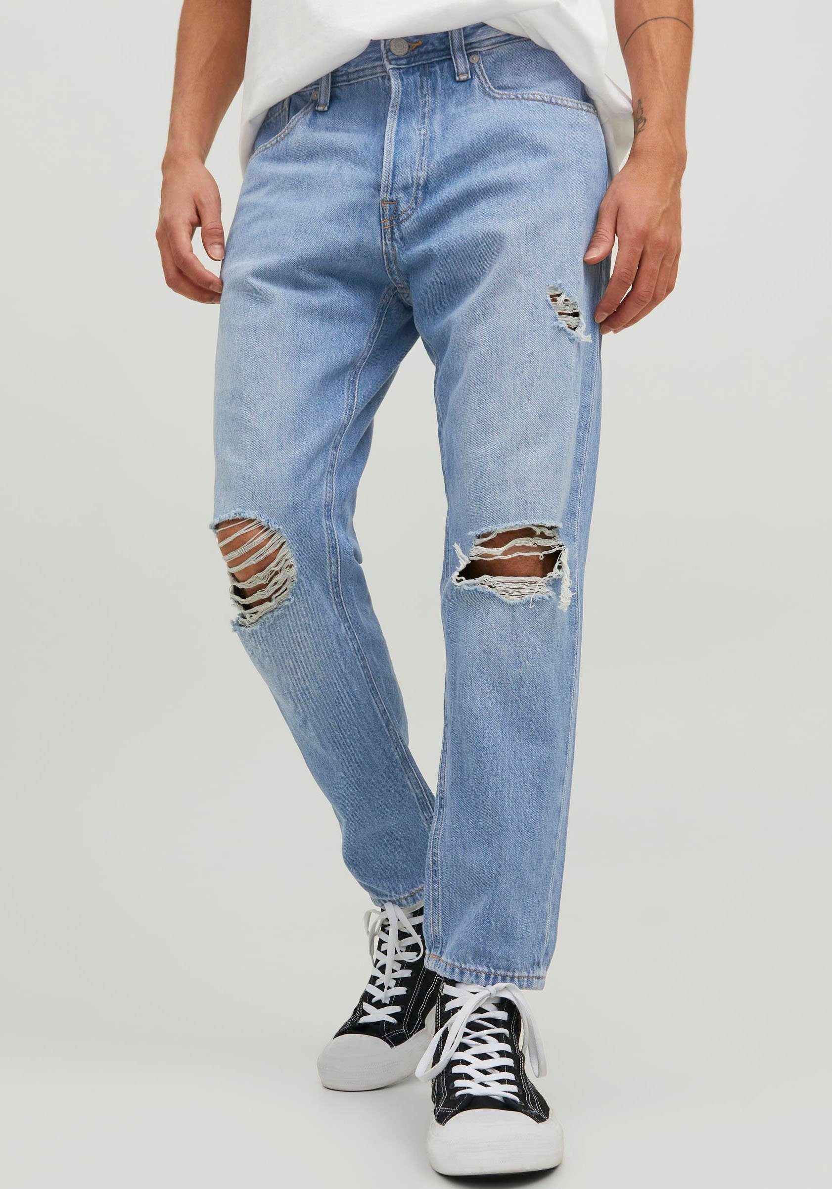 CROPPED JJIFRANK Tapered-fit-Jeans & Jack Jones JJORIGINAL light-blue-denim