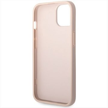 Guess Smartphone-Hülle Guess Apple iPhone 15 Schutzhülle Cover Case Hülle 4G Metal Logo Pink