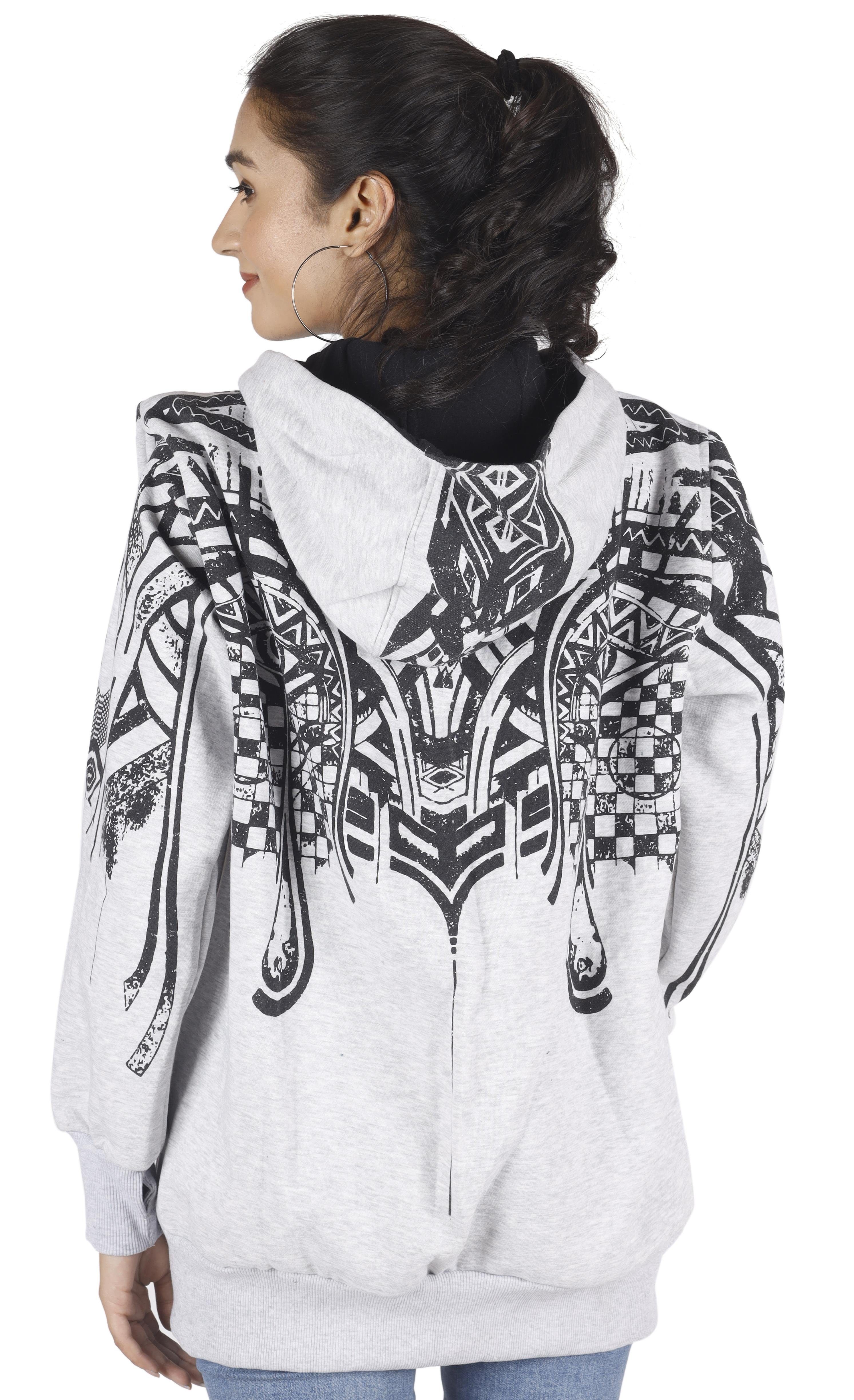 Jacke alternative Guru-Shop grau Jacke Tribal Goa Festival Print, mit mit.. Bekleidung Langjacke