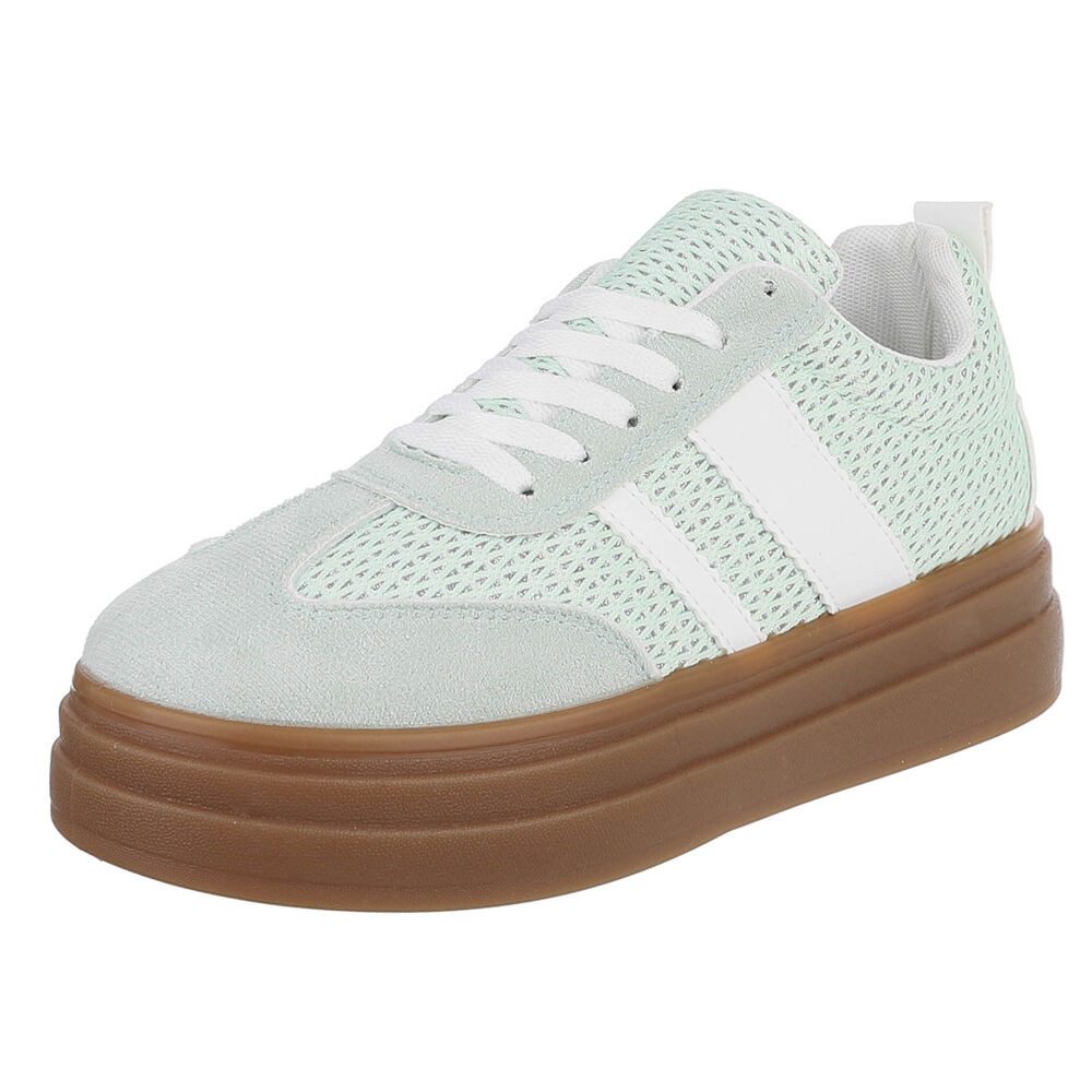 Ital-Design Modischer Sneaker mit atmungsaktivem Obermaterial für Damen Sneaker (91409108) Keilabsatz/Wedge Sneakers Low in Hellgrün