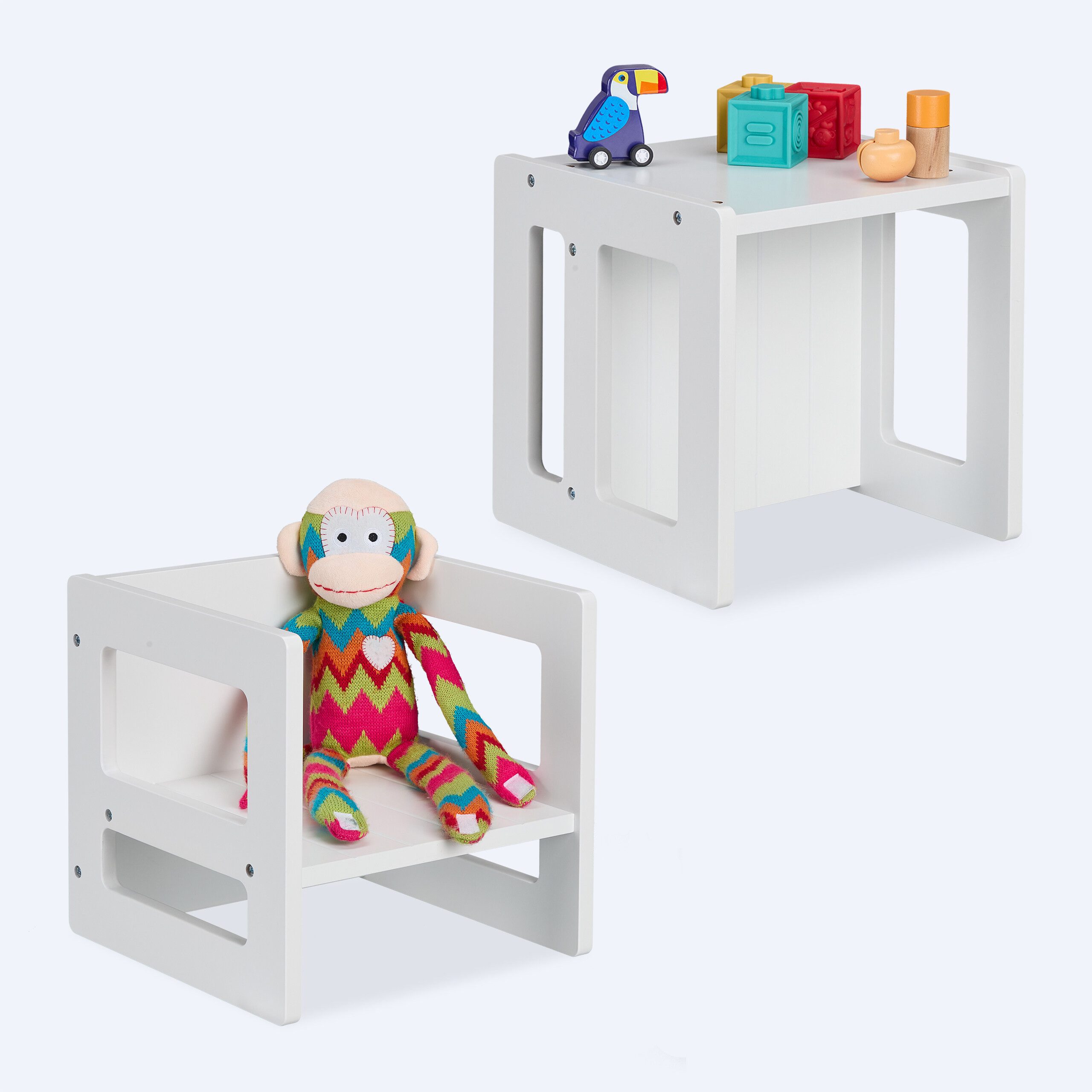 relaxdays Kinderhocker Wendbarer Sitzhocker für Kinder 2er Set