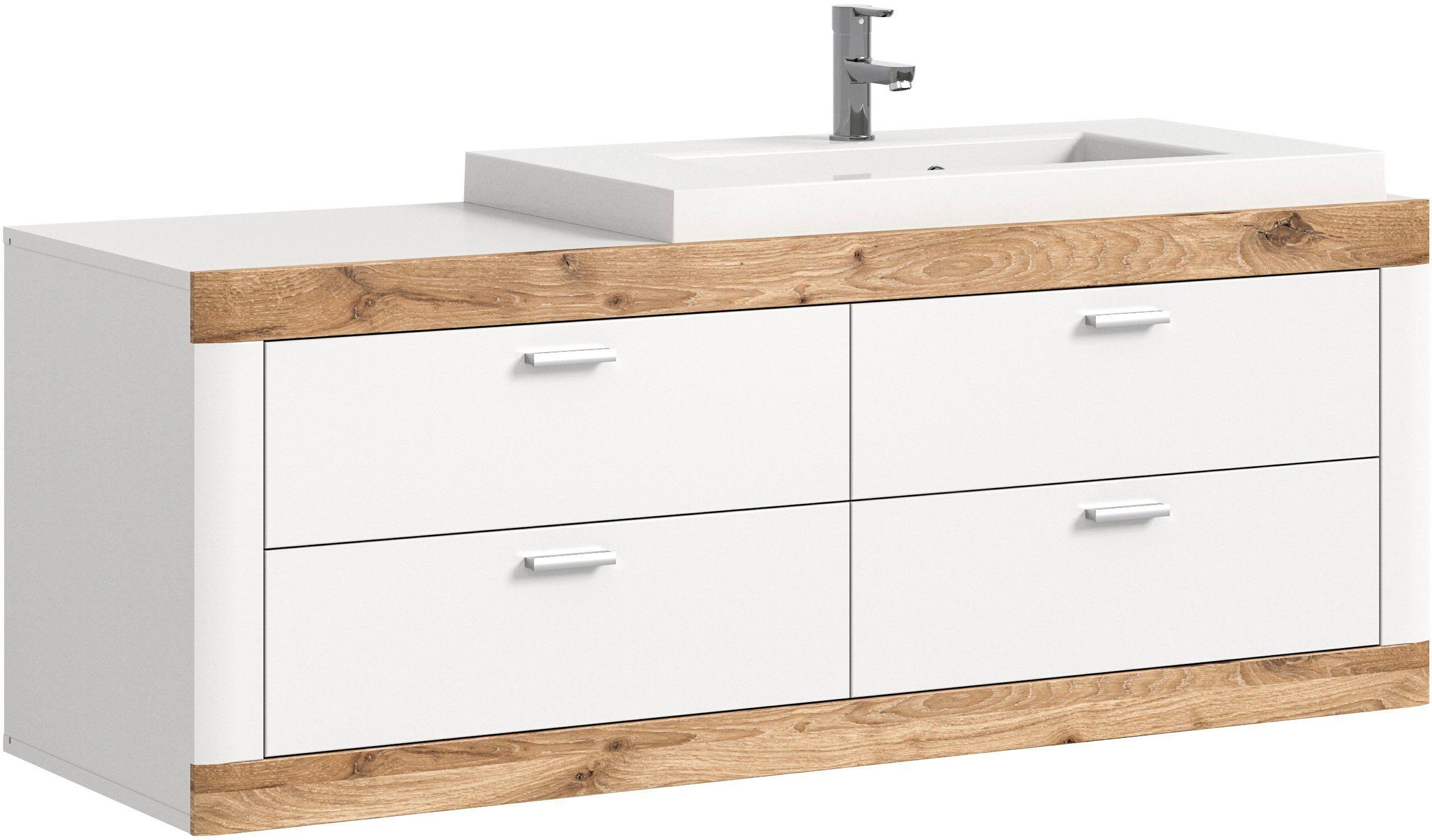 Home affaire Waschtisch Landsby, Breite 133 cm, inkl. Mineralguss-Waschbeck günstig online kaufen