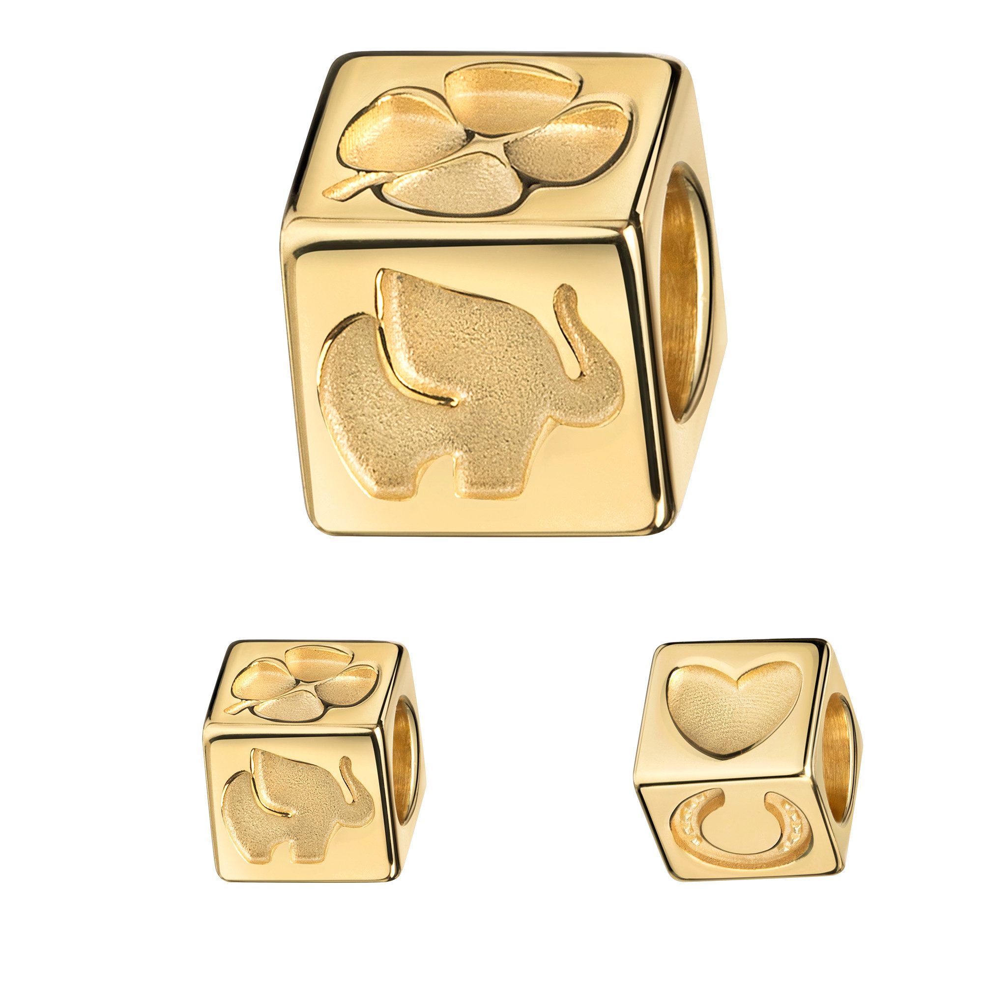 JEVELION Kettenanhänger 333 Gold Glückswürfel Elefant-Herz-Kleeblatt-Hufeis günstig online kaufen