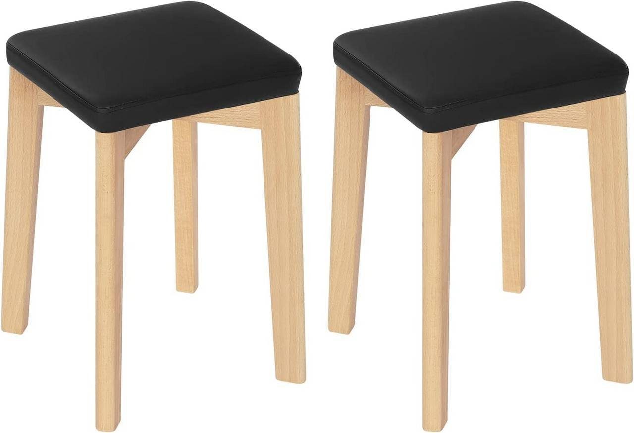 Woltu Esszimmerstuhl (2 St), Küchenstuhl aus Massivholz, Holzhocker stapelbar | Stühle