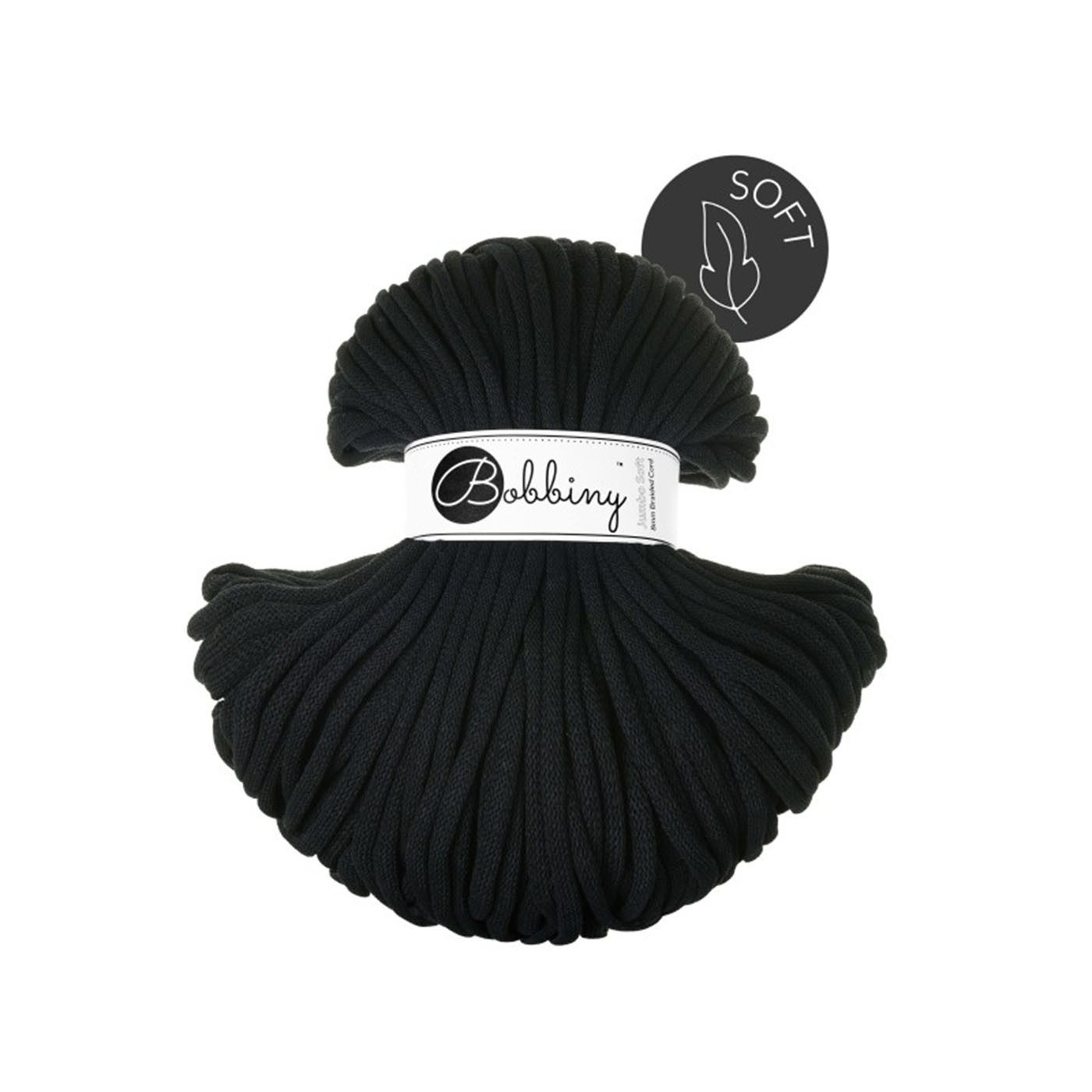 Bobbiny Baumwollkordeln - Flechtkordeln 8 mm - 100m Black Bastelgarn, 100 m (1-St)