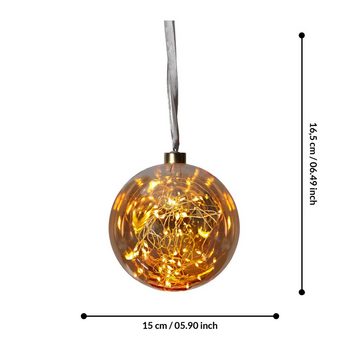 EGLO Dekoobjekt Glow, LED-Weihnachtskugel für Innen, Amber, Strom-Betrieb, Ø 15 cm