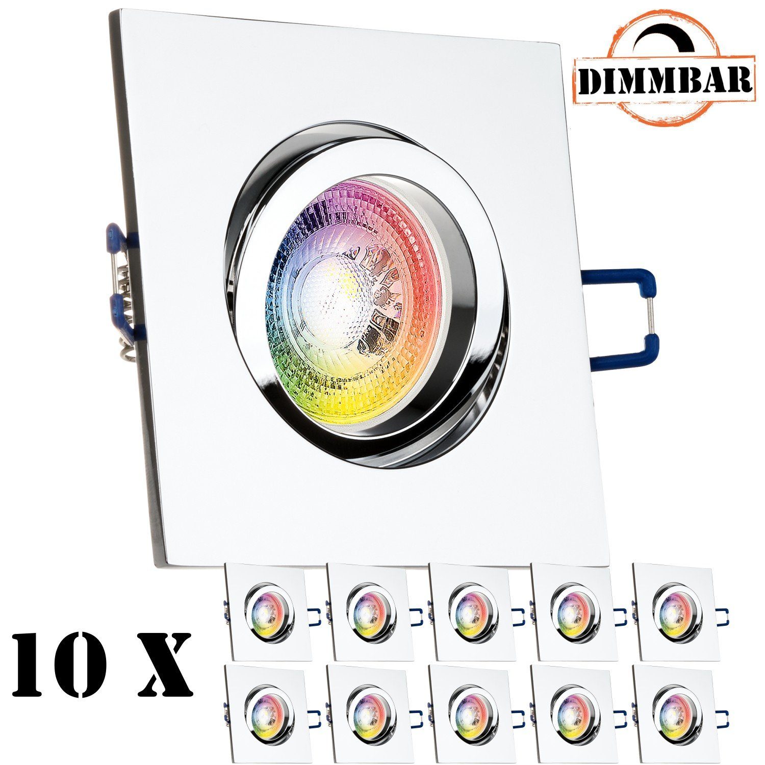 LEDANDO LED Einbaustrahler 10er RGB GU10 3W von - LED Einbaustrahler Set in LED LEDANDO chrom mit