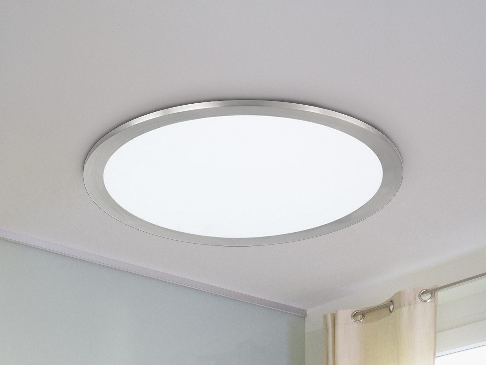 TRIO Leuchten LED Deckenleuchte, LED fest integriert, Warmweiß, LED Deckenpanel aus Metall, minimalistisch und extrem flach, Ø30cm