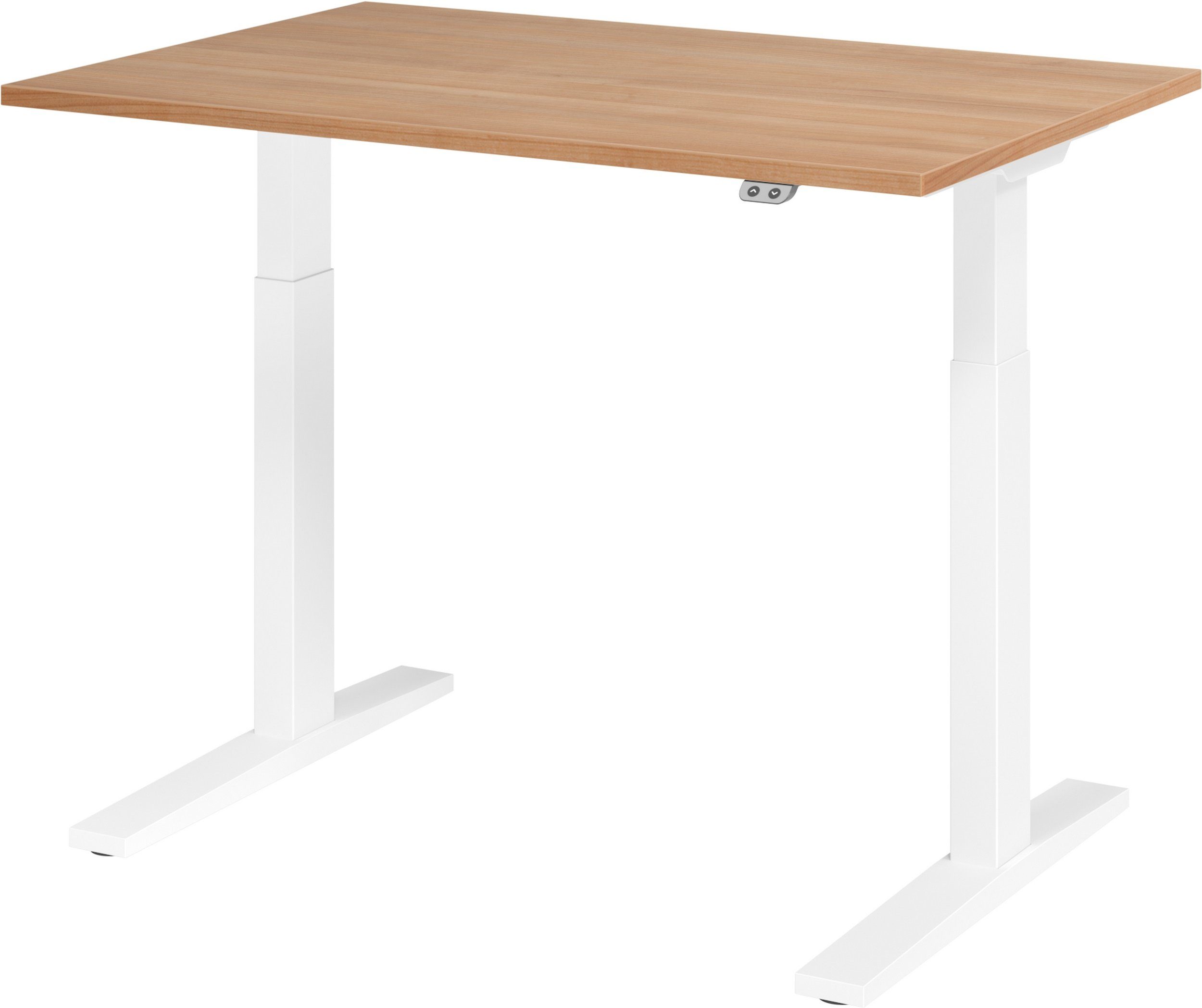 bümö Schreibtisch Schreibtisch elektrisch XMKA, Rechteck: 120 x 80 cm - Dekor: Nussbaum - Gestell: Weiß Weiß | Nussbaum