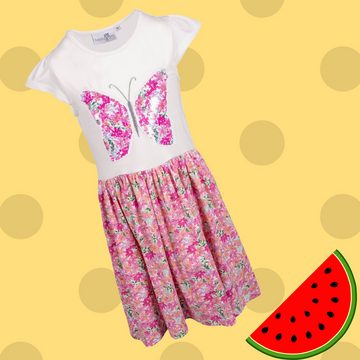happy girls A-Linien-Kleid Kleid Pink Schmetterling Pailetten Multicolor Kurzarm 116 für Mädchen leichtes sommerliches Kleid kurzarm