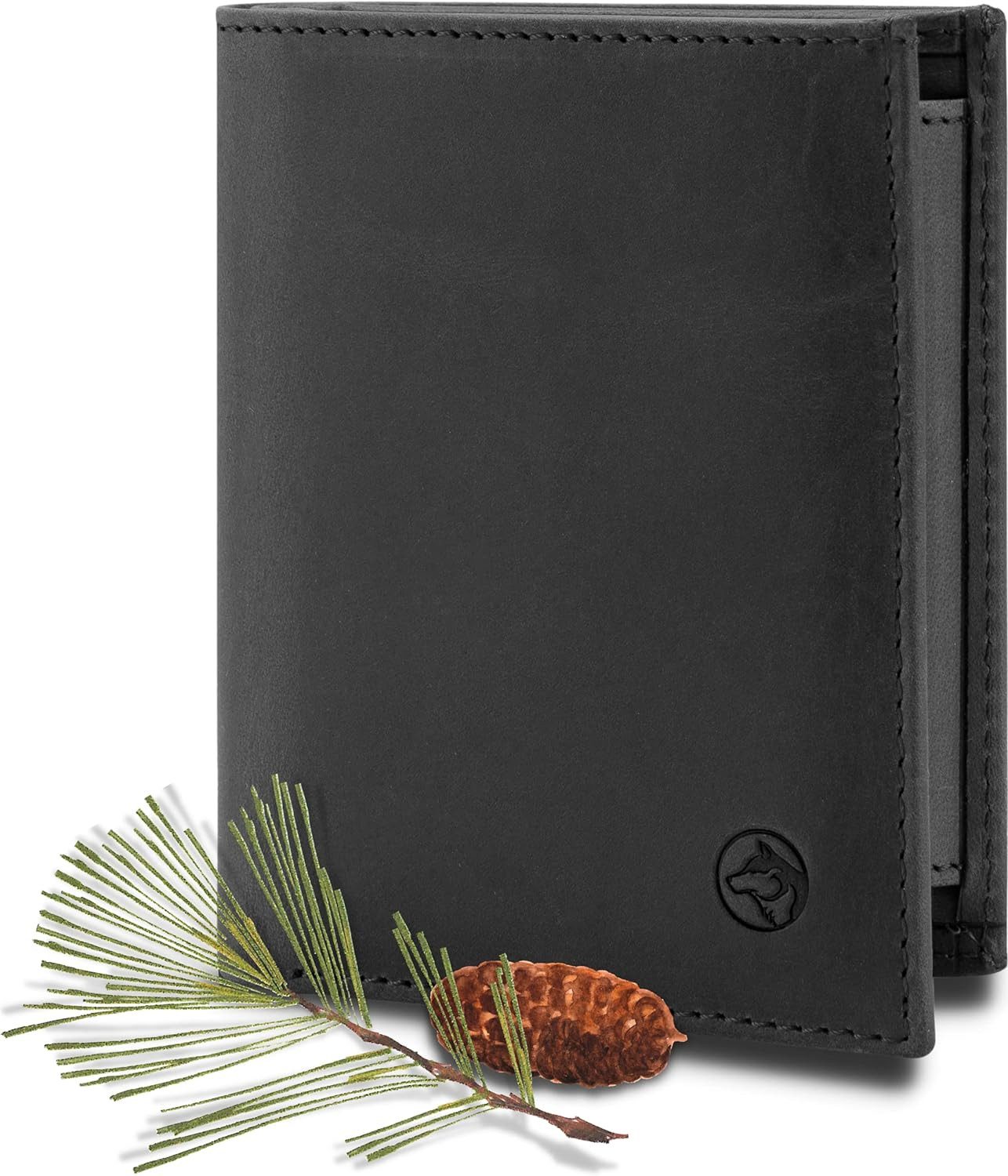 Wolfstrøm Mini Geldbörse Leder - 'Svanå Classic' - Hochformat Portemonnaie ohne Münzfach (Design in Germany, Made in EUROPE), Vintage, Zugband, Vollnarbenleder, Echtleder, Handgefertigt/Hand-Made