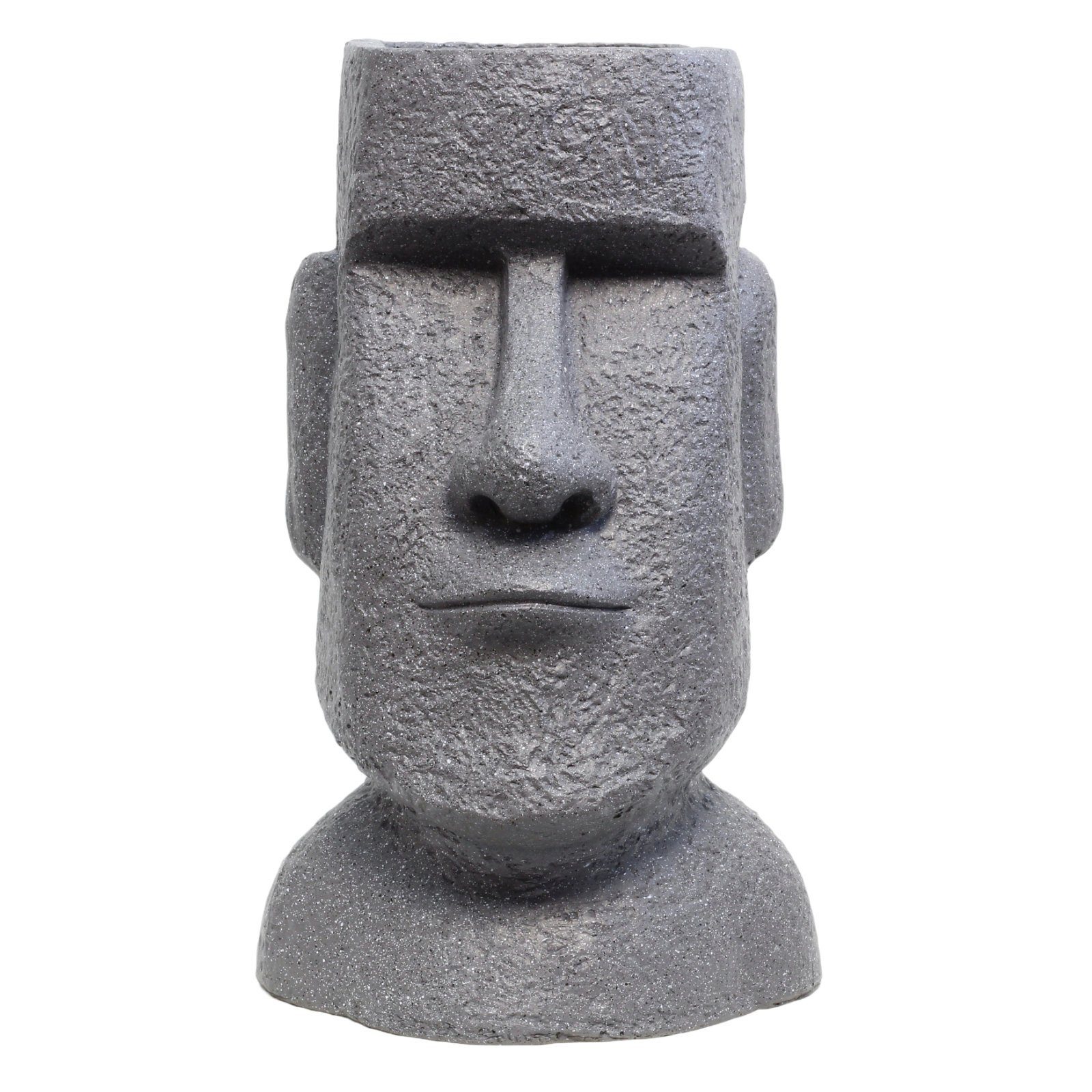 Outdoor Blickfang Grau Mystisch HAGO Blumentopf Buddhafigur Osterinsel Moai Eye-Catcher