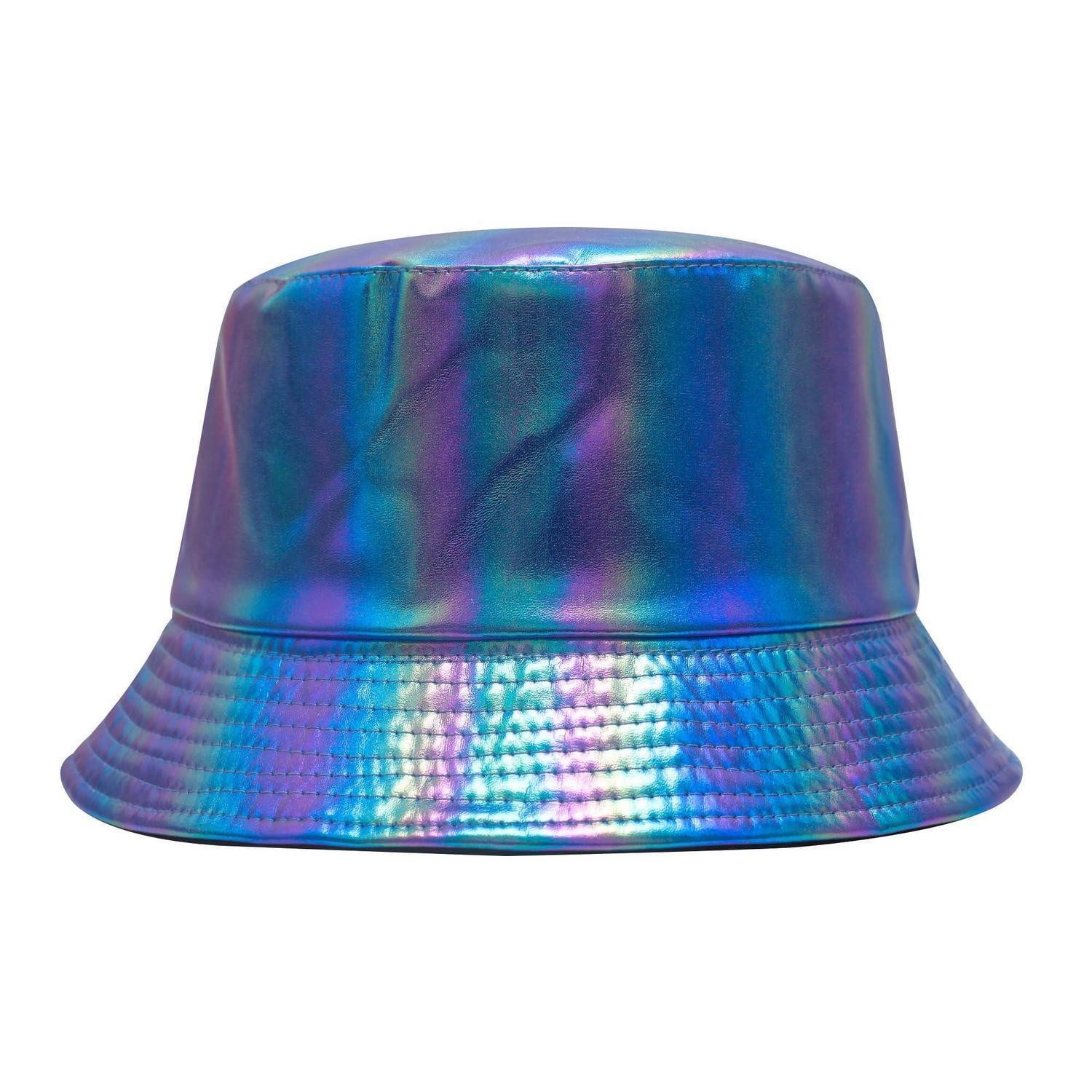 LuxusKollektion Regenhut Fischerhut Unisex PU Leder Einheitsgröße Holografisches Marineblau
