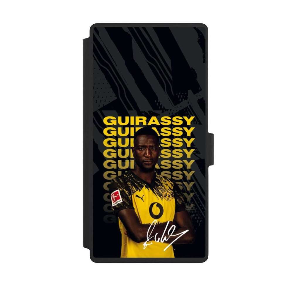 NIVOCASE Handyhülle Borussia Dortmund Serhou Guirassy BVB Serhou Guirassy 25/26, Samsung Galaxy S23 Ultra Klapphülle Handyhülle aus Kunst Leder