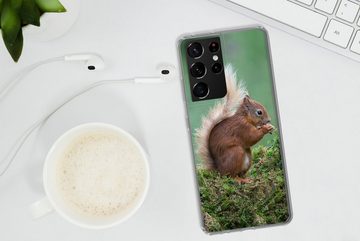 MuchoWow Handyhülle Eichhörnchen - Wald - Moos, Phone Case, Handyhülle Samsung Galaxy S21 Ultra, Silikon, Schutzhülle