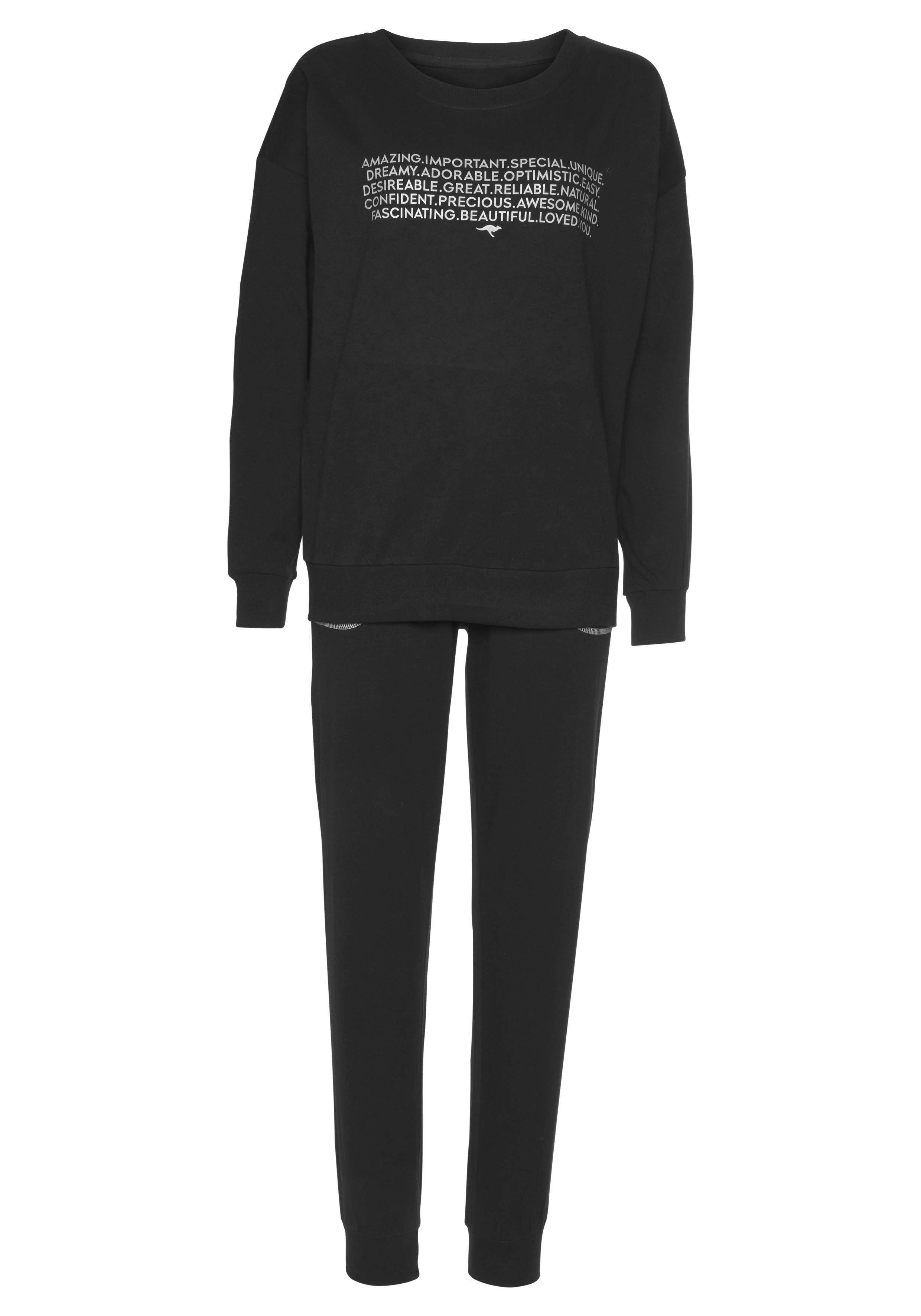 KangaROOS Pyjama (2 schwarz Slogan-Frontdruck mit 1 tlg., Stück)