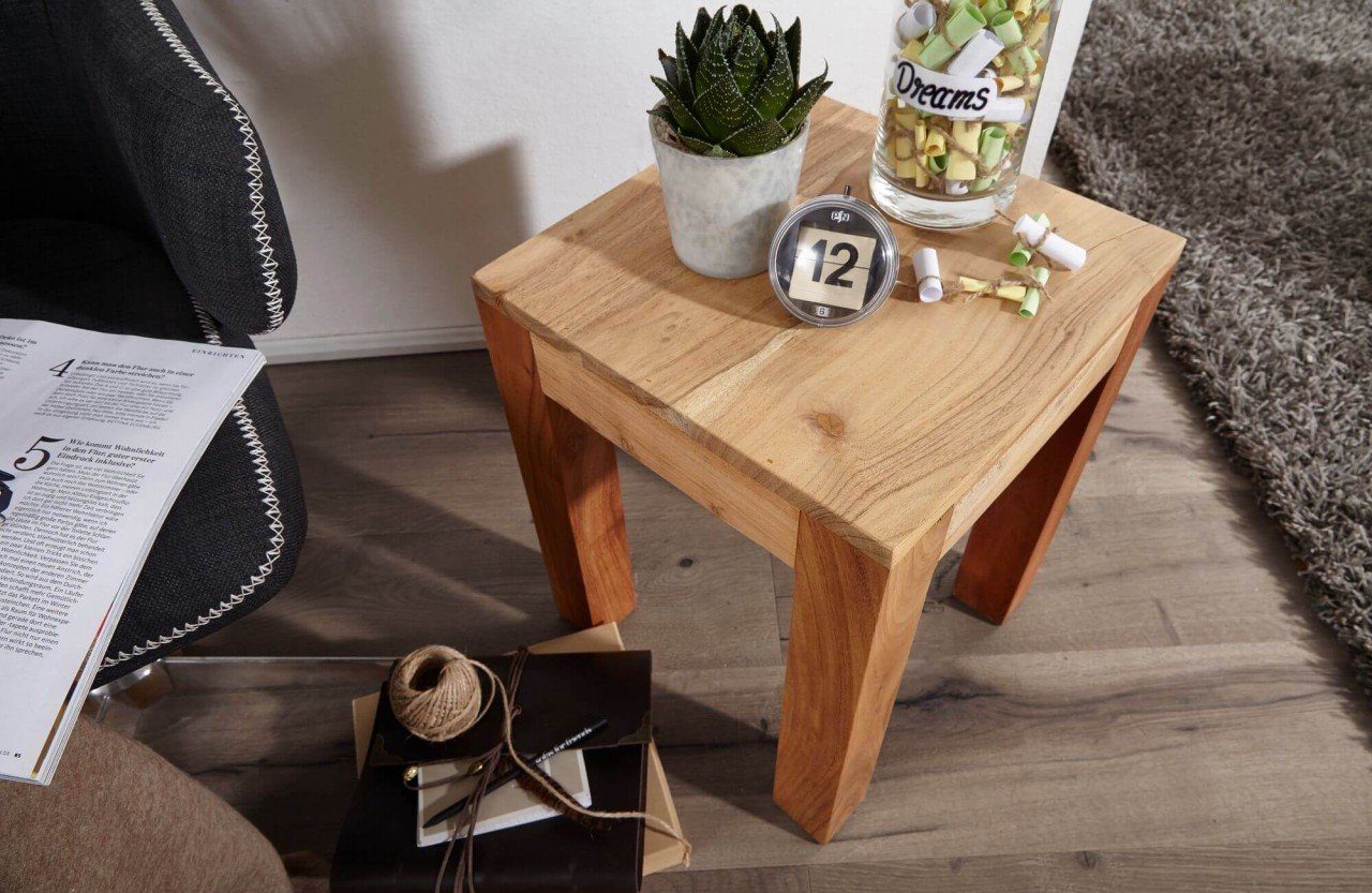 furnicato Beistelltisch MUMBAI Massiv-Holz Akazie x cm Wohnzimmer-Tisch 35 35