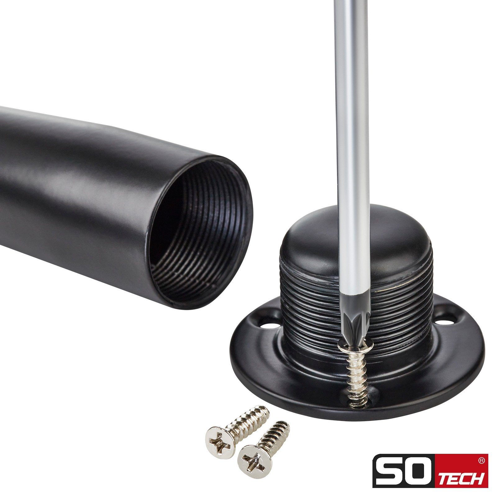 SO-TECH® Möbelfuß FOX-TROT höhenverstellbar um max. 12 mm, (4-St), Höhe 80 mm schwarz matt – Bild 3 von 5