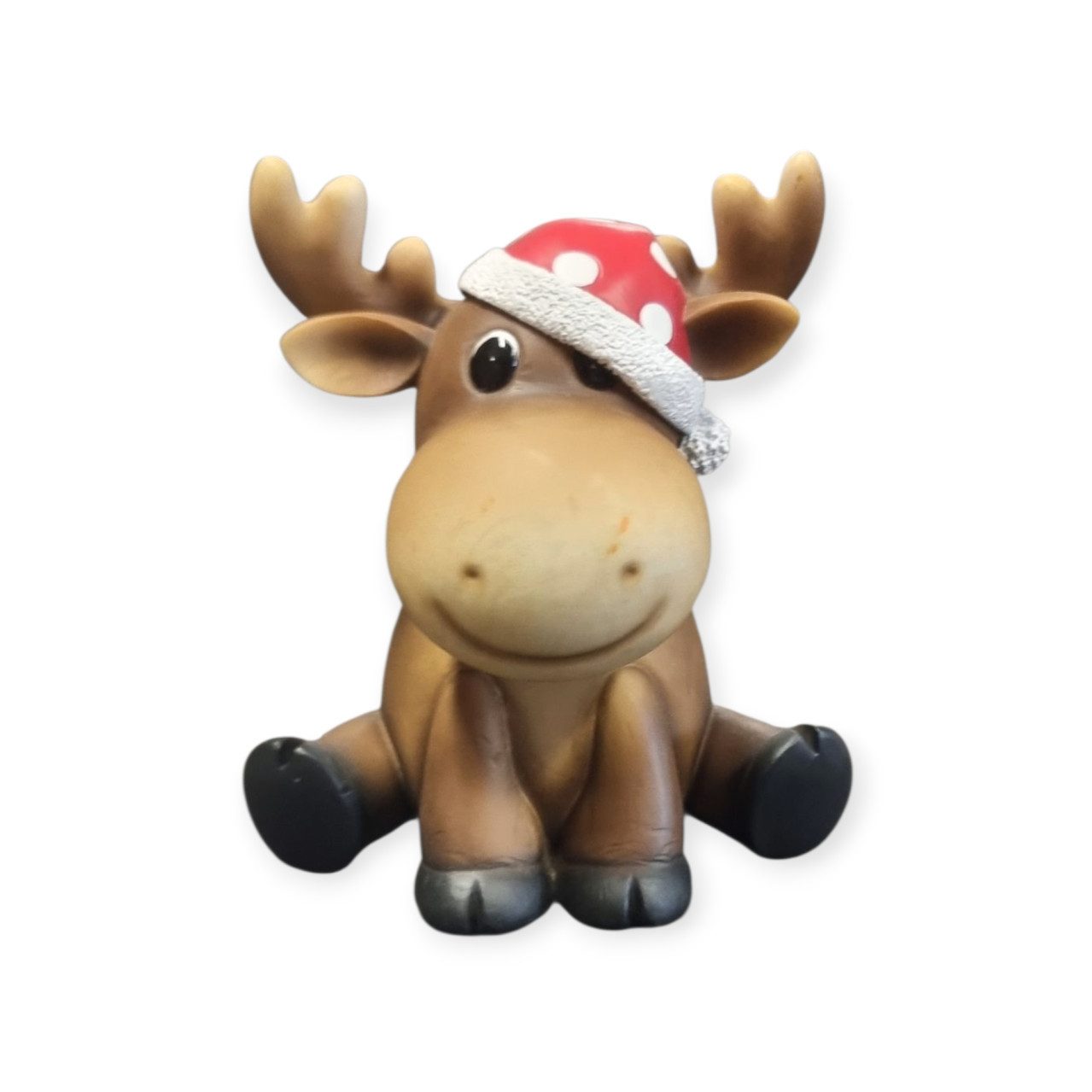 Figurendiscounter Weihnachtsfigur Dekofigur Elch mit Mütze 17 x 15,5 x 13 c günstig online kaufen