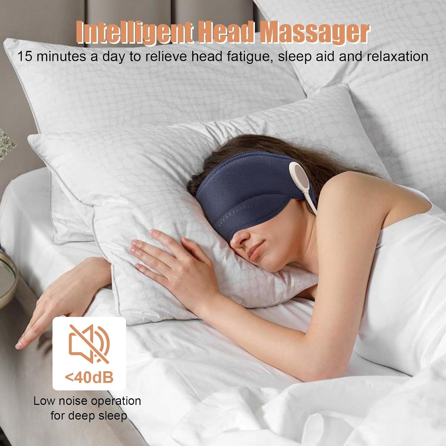 Fyrove Massagegerät Elektrisches Kopfmassagegerät mit Wärmefunktion, 6D Luftdruckmassage, Augenabdeckung, kabelloses Massagegerät mit 2000mAh, 3 Modi zur Entspa – Bild 5 von 5