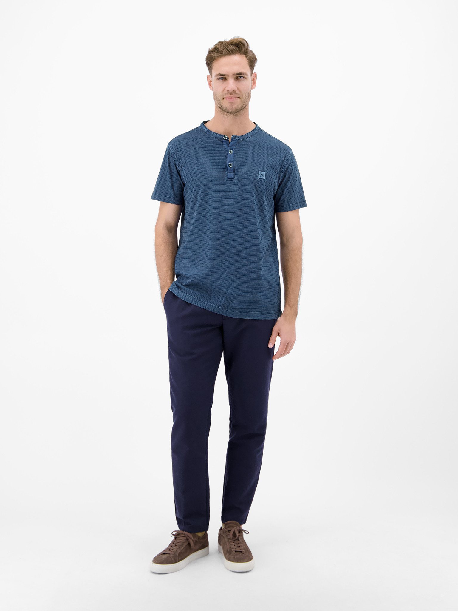 LERROS Kurzarmshirt mit Serafino-Kragen – Bild 2 von 4
